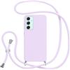 Jrkvniv Cover con Cordino per Samsung Galaxy A34 5G, Custodia con Laccio Collana Tracolla Collo Silicone Antiurto TPU Opaca Protettiva Case per Samsung A34 5G 6.5,Viola