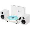Whatplus Giradischi in vinile con illuminazione ambientale a LED Giradischi compatibile BT con altoparlanti integrati e preamplificatore Phono, contrappeso regolabile, 33/45 giri/min, cartuccia AT