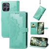 Fertuo Cover per Motorola Moto G77 / G67, Custodia Portafoglio a Libro in Pelle Flip Case con Porta Carte, Chiusura Magnetica e Stand [Disegni di Mandala] Interno Silicone Sottile Antiurto, Verde