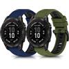 KeeFos 22MM QuickFit Cinturino per Garmin Descent G2/Tactix 8 47mm/Fenix 8 47mm/Fenix 7 Pro Solar/Forerunner 965/Fenix 7,Silicone Morbido Cinturino per Fenix 6/Fenix 6 GPS-Blu+Verde