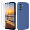 YXKJ - Cover per Samsung Galaxy A15 5G/A15 4G con 2 Pezzi Vetro Temperato, Custodia Silicone Liquido con Morbida Microfibra, [Tocco Setoso] [Antiurto] [AntiGraffio] - Blu