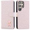 Ailisi Cover per Samsung S25 Ultra, Glitter Bling Custodia per Galaxy S25 Ultra, Orso Magnetica Custodia in Pelle PU Protettiva Portafoglio Libro Magnetica Flip Case con Porta Carte, Stand, Beige