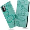 DENDICO Cover per Xiaomi Redmi 9T / Xiaomi Poco M3, Portafoglio Custodia in PU Pelle per Xiaomi Redmi 9T / Xiaomi Poco M3, Antiurto Cover a Libro con Slot per Carte, Verde