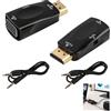 Vomtaric Adattatore HDMI a VGA con cavo audio da 3,5 mm, convertitore HDMI maschio a VGA femmina fino a 1080p, compatibile con PC, laptop, box TV, proiettore, uscita VGA senza audio nativo (nero)