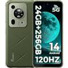 FOSSiBOT F112 Pro - Telefono cellulare per esterni, 5G, 120 Hz, 24 GB + 256 GB/1 TB, Dimensity 6300+ 6,88, FHD, senza contratto, fotocamera da 50 MP, batteria da 7150 mAh, NFC, IP68/IP69K, Android 14