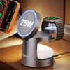 Augnner 3 in 1 Caricatore Wireless,Certificato Qi2 Caricabatterie Magnetico 25W Rapido Stazione Ricarica per Apple Wireless Charger Rapida per iPhone17/16/15/14/13/12,Apple Watch