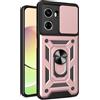 HONLEN Custodia Adatta per HONOR 90 Lite 5G (6.7 Inches), Cover per PC Armor Anello kickstand con Base Magnetica - Oro rosa