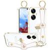 Yarxiawin Custodia per Realme C55, Sottile Morbido Accessori Case con Cordino & Anello Oro per Realme C55 Cover Silicone Antiurto Elegante Estetica (Bianco)