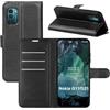 betterfon Custodia a portafoglio per Nokia G11/G21, in pelle PU, con funzione leggio, scomparti per carte di credito, colore nero