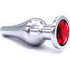 BONDAGERIE® Buttplug anale lungo affusolato, con diamante Rosso, analesex per lui e lei con sacchetto incluso, Taglia (S)