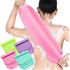 Moukeren Spugna esfoliante per la schiena con manici, confezione da 4 pezzi, in nylon, lunghezza estesa, con cinghia elastica (rosa, blu, verde fluorescente, viola)