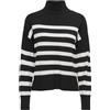 ONLY Onlbari L/S - Collo Alto Knt, Nero/Strisce: Cloud Dancer, XL