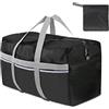 Duffle REDSEASONS Duffle Bag pieghevole, 96L Travel Duffel, Large Duffle Bags-Travel Bag con 3 tasche esterne per uomo donna, impermeabile e durevole (nero), Nero