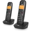 SPC Air Pro Duo Telefono fisso cordless DUO con display illuminato, ID chiamante, vivavoce, modalità Mute, rubrica a 20 contatti, compatibilità GAP e modalità ECO, Nero