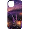 Purple Aesthetic Gifts Custodia per iPhone 14 Plus Lanterne Campi Lavanda Tramonto Cottagecore Viola Floreale