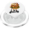 Cartoon Burger Fast Food Humor Divertente disegno del fumetto cheeseburger equitazione scooter PopSockets PopGrip per MagSafe
