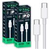 V-TAC 2x Cavo USB-C a USB-C da 1 Metro Iphone 14/15/16, Samsung Galaxy, Computer, Tablet - Power Delivery 60W - Cavo Type-C Ricarica Rapida e Trasmissione Dati - Compatibile Smartphone Xiamoi, Pixel