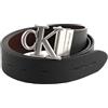 Calvin Klein cintura CKJ Monogram Round Reversible Leather Belt 35MM W120 Black/Bitter Brown nero marrone scuro reversibile