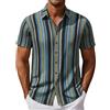 DGZTWLL Camicia da uomo a maniche corte a righe verticali con bottoni, vestibilità regolare, top casual con colletto per abbigliamento streetwear, estate e uso quotidiano