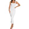 Surakey Abito estivo da donna, abito lungo, gonna laterale a matita, perfetto per le serate, Bianco/S, M