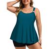 Hanna Nikole Tankini da donna taglie forti, costume da bagno in 2 pezzi, con volant e pantaloncini da bagno, Blu pavone, 14A Plus