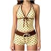 Generico Tankini Donna 2026 Mare Stampa a retrò Costume Due Pezzi Push Up Costumi da Bagno Tankini Imbottito Reggiseno Sexy e Slip da Bagno Per Spiaggia Vacanze E Piscina (A-Khaki, S)