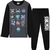 One Piece Pigiama Bambino Set, Lungo Pigiami Bambini T-Shirt e Pantaloni, Abbigliamento da Casa Set, Regalo Ragazzo (7-8 Anni, Nero)
