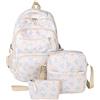 Generico Set da 3 Zaini con Fiocco per Donna, Carini Kawaii in Nylon Leggero, Zaino Estetico da College per Laptop e Daypack