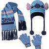 Disney Stitch Accessori Invernali Set Bambina Adolescenti, Accogliente Accessori Viaggio e Scuola - Regalo Ragazza (Blu Stitch 3 Pezzi)