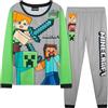 Get Trend Minecraft Pigiama Bambino Set, Lungo Pigiami Bambini Adolescenti Creeper Abbigliamento da Casa, Regalo Ragazzo (6-7 Anni, Grigio Minecraft)