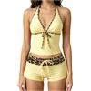 Generico Tankini Donna 2026 Mare Stampa a retrò Costume Due Pezzi Push Up Costumi da Bagno Tankini Imbottito Reggiseno Sexy e Slip da Bagno Per Spiaggia Vacanze E Piscina (A-Light Yellow, M)