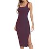 Missufe Abito estivo da donna con spacco a righe strette
