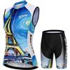 Mydawan Completo Ciclismo Donna Estivo Abbigliamento Bici MTB,Tuta Ciclista Maglietta da Ciclo Senza Maniche Gilet e Pantaloncini Short Bike con 19D Gel Imbottiti,Maglia Bicicletta Asciugatura Rapida|3,S