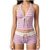 Generico Tankini Donna 2026 Mare Stampa a retrò Costume Due Pezzi Push Up Costumi da Bagno Tankini Imbottito Reggiseno Sexy e Slip da Bagno Per Spiaggia Vacanze E Piscina (XL)