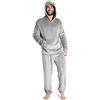 CityComfort Pigiama Uomo Invernale Pile Caldo con Cappuccio, Pigiami Due Pezzi Lunghi M - 2XL, Idee Regalo di Natale (Grigio Chiaro, XXL)