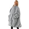 UMIPUBO Felpe con Cappuccio Uomo Donna Coperta TV Cerniera Oversize Pullover Blanket Hoodie Confortevole Felpa con Coperta Sherpa Fleece Jumper Gigante con Cappuccio(Grigio Chiaro, Taglia Unica)