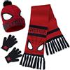 Marvel Spiderman Accessori Invernali Bambino - Sciarpa, Guanti e Cappello Set (Rosso Spiderman)