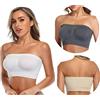 ANGOOL Reggiseno senza spalline Comfort Senza Fili con Slip Silicone Bandeau Bralette Tubo Top 1/2/3 Confezioni - - XL