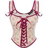 SCARLET DARKNESS Corsetto da donna rinascimentale, scollo a U, con stampa floreale, corsetto con lacci