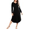 Bresdk Camicia da Notte Donna - Camicia da Notte Donna Manica Lunga a V Camice da Notte Invernale in Cotone Lungo con Bottoni Comodo Ampio Sleepwear per Casa e Casuale