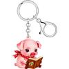 RAIDIN Simpatico portachiavi rosa a forma di maiale da fattoria, regalo per gli amanti degli animali, Libro., medium size
