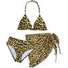 Happy Cherry Costume da bagno da bambina con stampa leopardata, bikini da nuoto con vestito a triangolo con scollo all'americana e fondo superiore alla moda per bambini da 8 a 12 anni