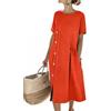 Onsoyours Vestito Donna Manica Corta Vestiti Estivi A Arancione XL