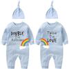 Culbutomind - Tutine per neonati gemelli, Doppia Benedizione, abbigliamento neonato appena nato, tutina unisex, Outfit per gemelli con cappellino, 0-3 Months