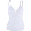 Ocean Blues Tankini da donna retrò con scollo a V e controllo della pancia | Comfort senza fili, cinghie regolabili, copertura modesta, fodera completa, top da bagno Mix & Match per vacanze al mare