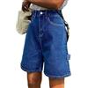 ORANDESIGNE Pantaloncini Donna Jorts Estivi Jeans Corti Vita Bassa Shorts Jeans con Tasca Estate Pantaloni Corti Baggy Pantaloni Casual Bermuda Shorts Streetwear A Blu S