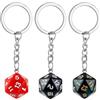TUCEWP 3 portachiavi con dadi per donne e uomini, in resina D20, poliedrici, portachiavi con dadi per borsa e zaino, 3 pezzi, A, Small