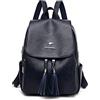 NICOLE & DORIS Zaino Donna Elegante Borsa Zaino Pelle PU Zaino Antifurto Impermeabile Zainetto da Scuola Zainetti con Patta Casual Daypack Zaini per Viaggio Lavoro Shopping Blu