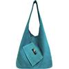 Modarno Borsa a tracolla da donna in pelle scamosciata pochette, borsa a tracolla, shopper, da donna, in vera pelle (Turchese)