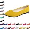 Hwalleum Ballerine da donna, semplici scarpe basse casual in tinta unita pompe da donna ballerina da lavoro elegante ufficio formale comfort a punta scarpe basse slip on, Giallo, 40 EU